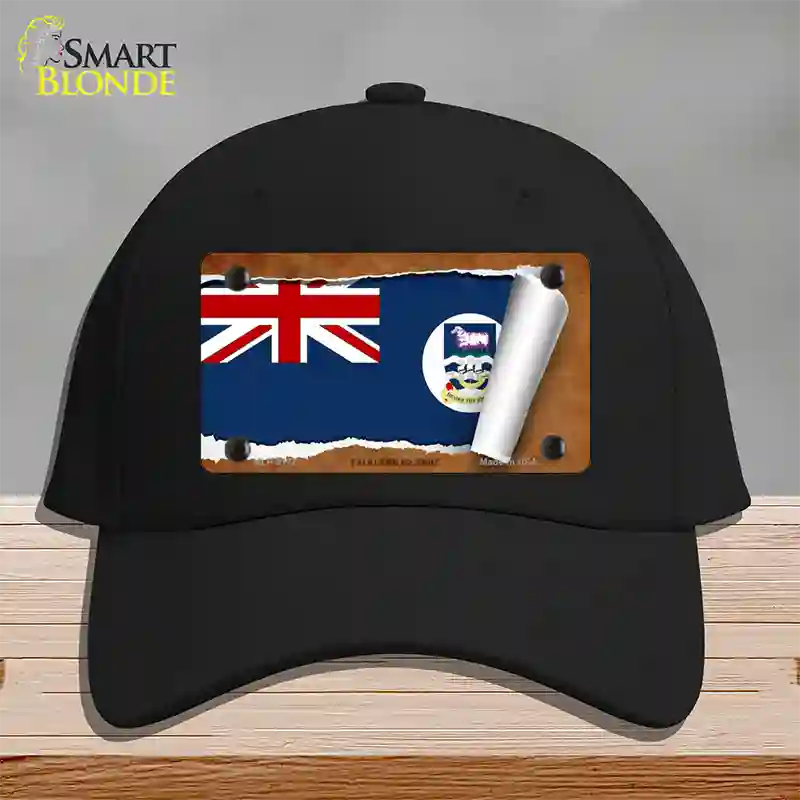 Falkland Islands Flag Scroll Novelty License Plate Hat Cotton / Black