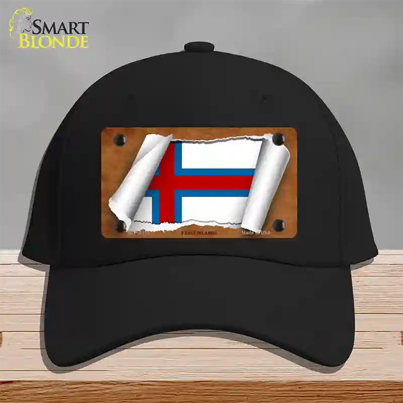 Faroe Islands Flag Scroll Novelty License Plate Hat Cotton / Black