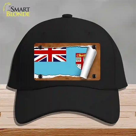 Fiji Flag Scroll Novelty License Plate Hat Cotton / Black