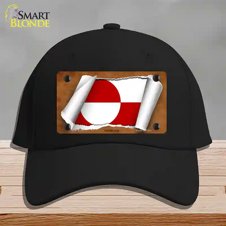 Greenland Flag Scroll Novelty License Plate Hat Cotton / Black