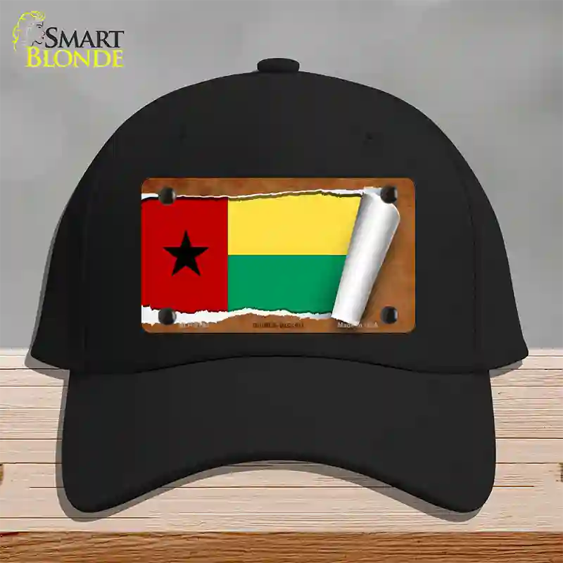 Guinea-Bissau Flag Scroll Novelty License Plate Hat Cotton / Black