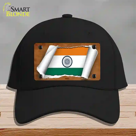 India Flag Scroll Novelty License Plate Hat Cotton / Black