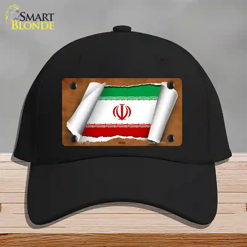 Iran Flag Scroll Novelty License Plate Hat Cotton / Black