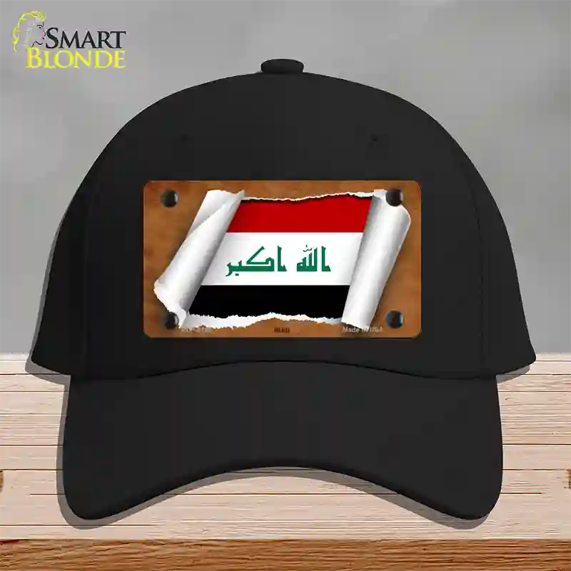 Iraq Flag Scroll Novelty License Plate Hat Cotton / Black