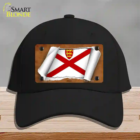 Jersey Flag Scroll Novelty License Plate Hat Cotton / Black