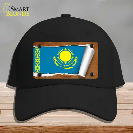 Kasakhstan Flag Scroll Novelty License Plate Hat Cotton / Black