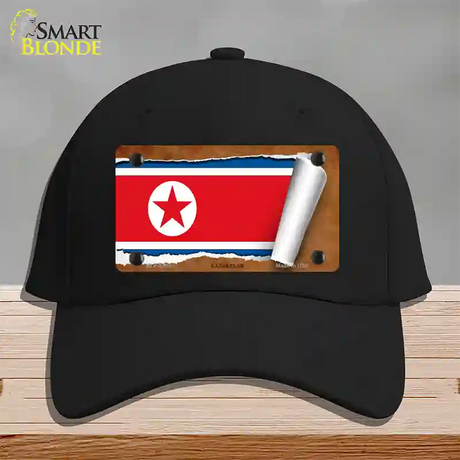 North Korea Flag Scroll Novelty License Plate Hat Cotton / Black