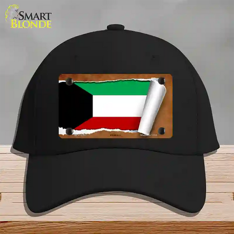 Kuwait Flag Scroll Novelty License Plate Hat Cotton / Black