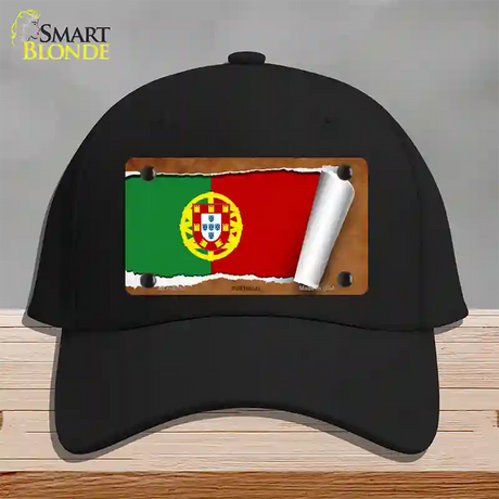 Portugal Flag Scroll Novelty License Plate Hat Cotton / Black