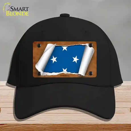 Micronesia Flag Scroll Novelty License Plate Hat Cotton / Black