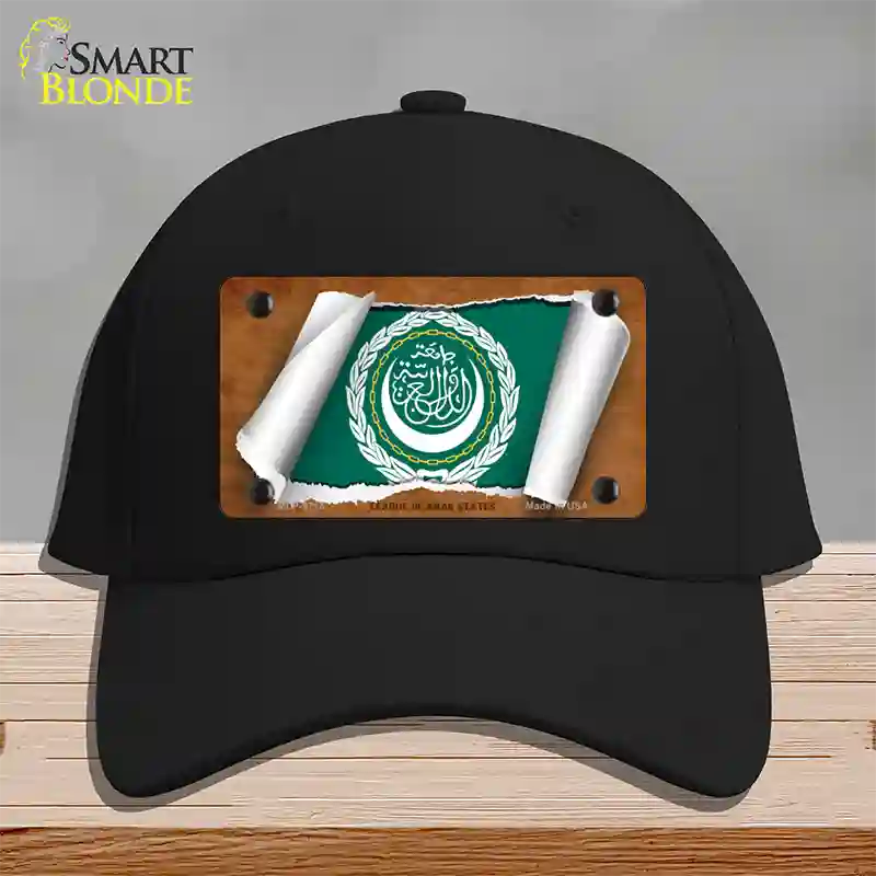 League of Arab States Flag Scroll Novelty License Plate Hat Cotton / Black