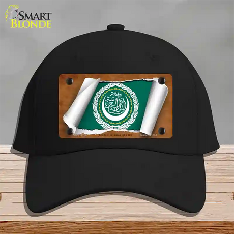 League of Arab States Flag Scroll Novelty License Plate Hat Cotton / Black