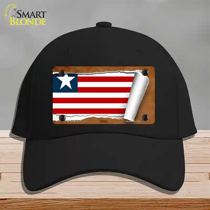 Liberia Flag Scroll Novelty License Plate Hat Cotton / Black