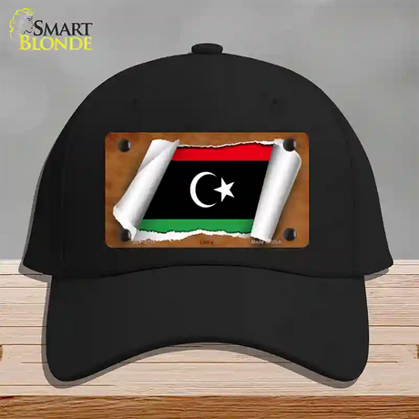 Libya Flag Scroll Novelty License Plate Hat Cotton / Black