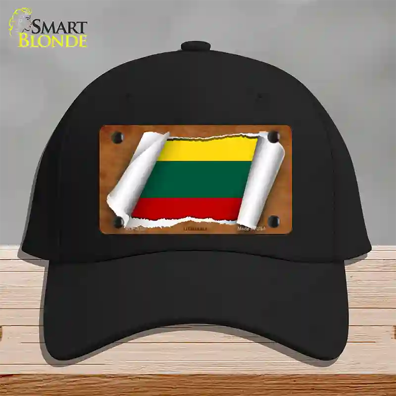 Lithuania Flag Scroll Novelty License Plate Hat Cotton / Black