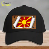 Macedonia Flag Scroll Novelty License Plate Hat Cotton / Black