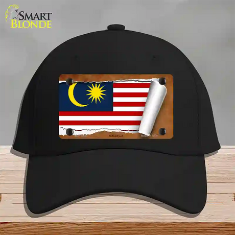 Malaysia Flag Scroll Novelty License Plate Hat Cotton / Black