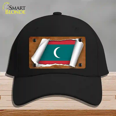 Maldives Flag Scroll Novelty License Plate Hat Cotton / Black