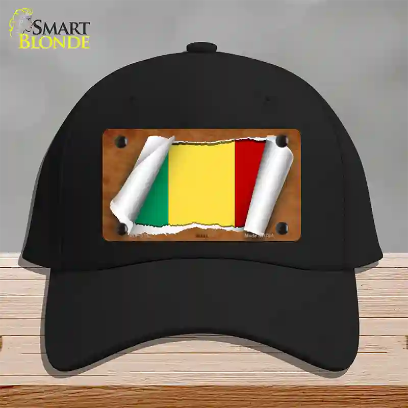 Mali Flag Scroll Novelty License Plate Hat Cotton / Black