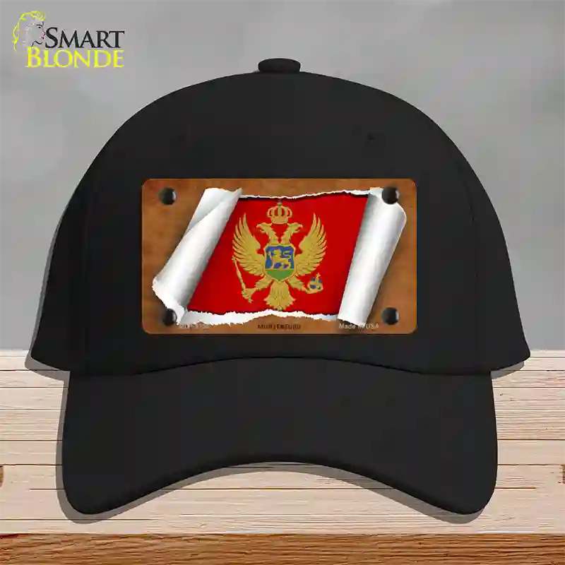 Montenegro Flag Scroll Novelty License Plate Hat Cotton / Black