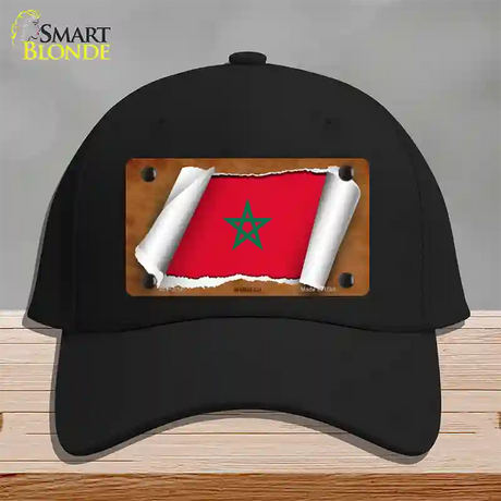 Morocco Flag Scroll Novelty License Plate Hat Cotton / Black