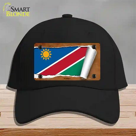 Namibia Flag Scroll Novelty License Plate Hat Cotton / Black