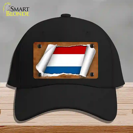 Netherlands Flag Scroll Novelty License Plate Hat Cotton / Black