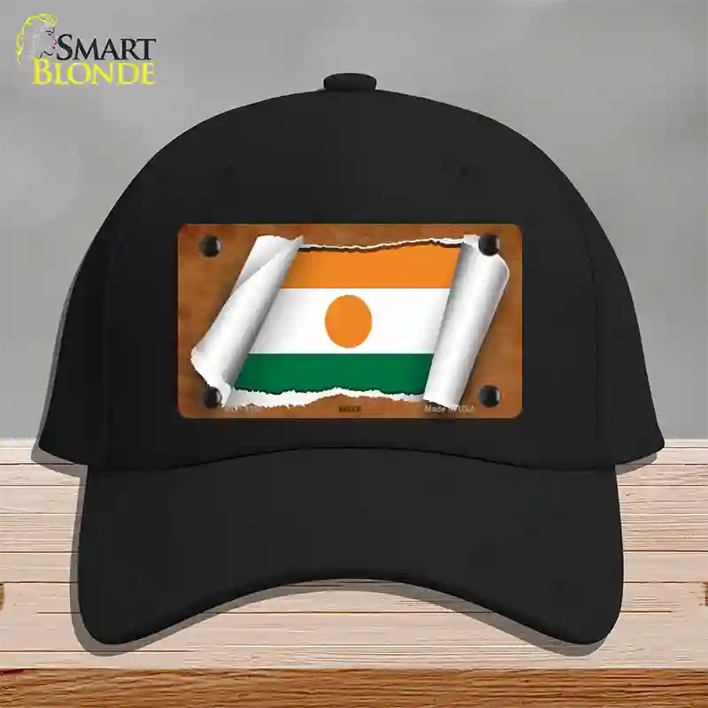 Niger Flag Scroll Novelty License Plate Hat Cotton / Black