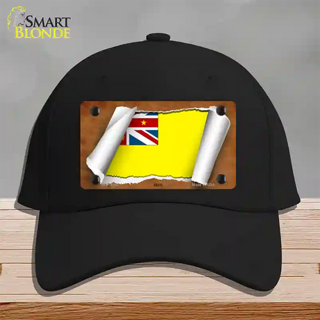 Nive Flag Scroll Novelty License Plate Hat Cotton / Black