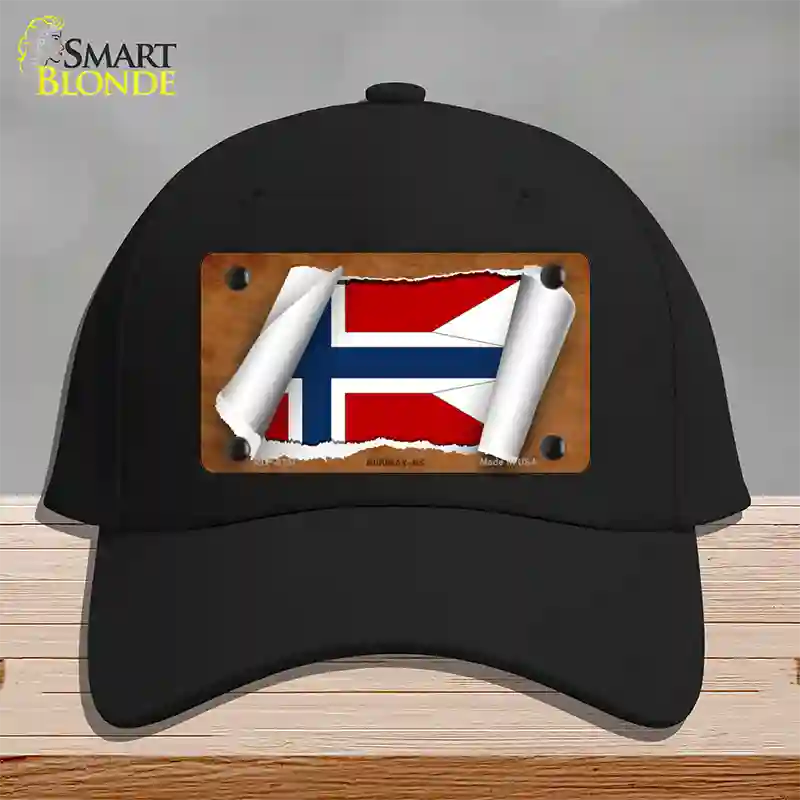 Norway-NS Flag Scroll Novelty License Plate Hat Cotton / Black