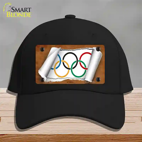 Olympic Flag Scroll Novelty License Plate Hat Cotton / Black