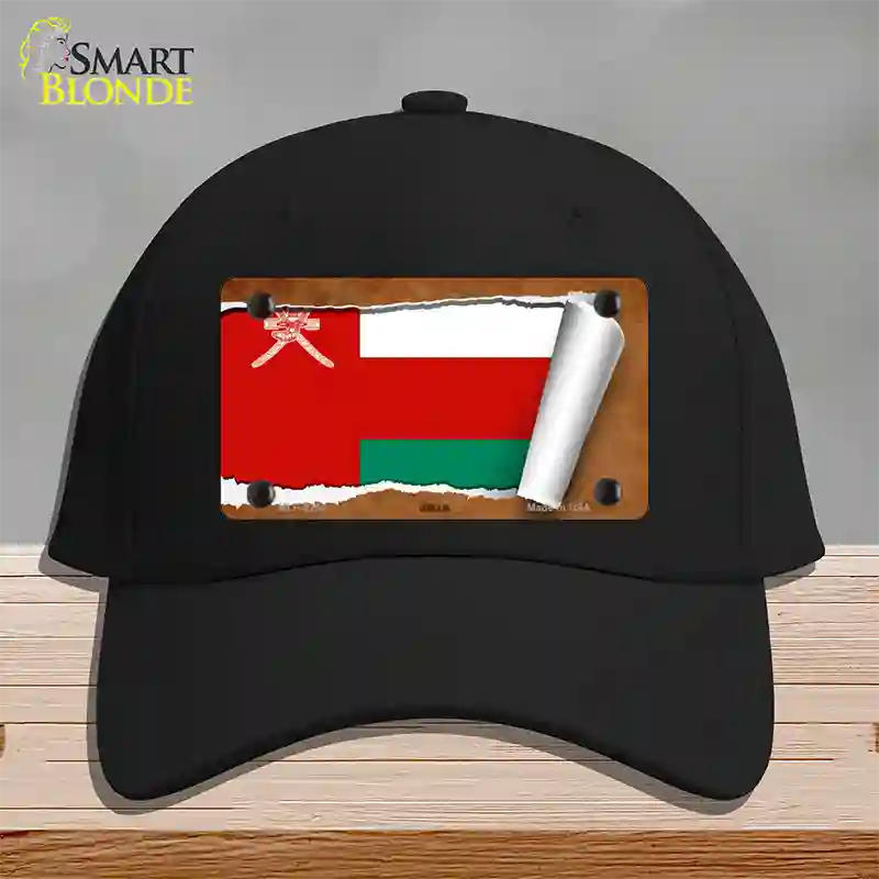 Oman Flag Scroll Novelty License Plate Hat Cotton / Black