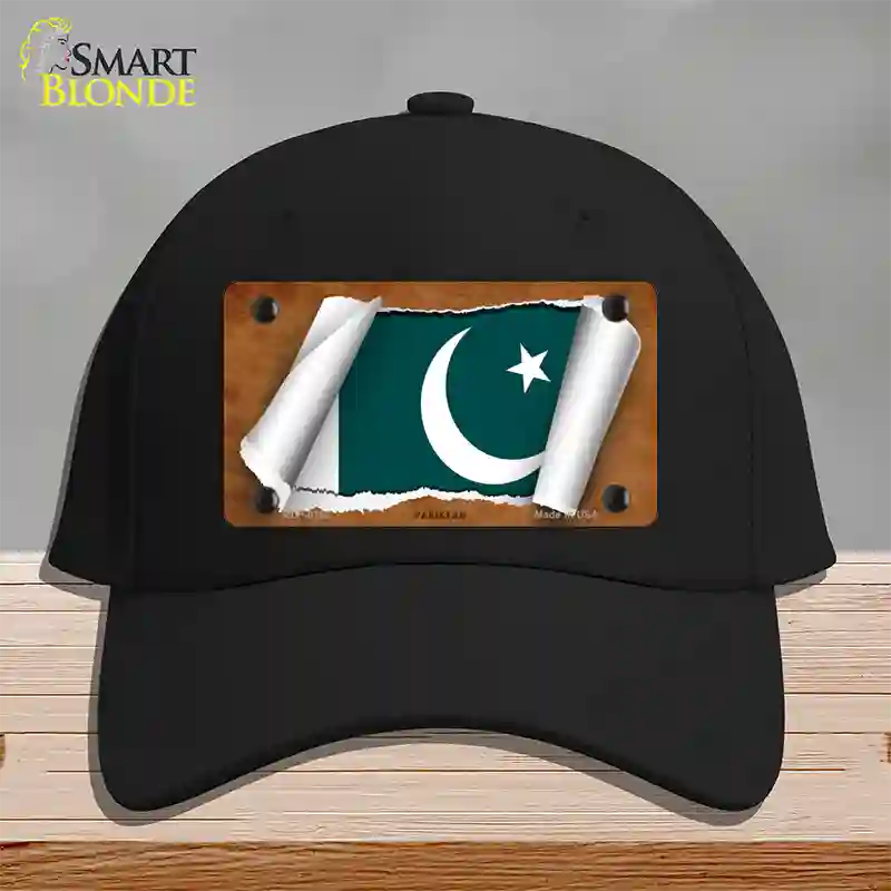 Pakistan Flag Scroll Novelty License Plate Hat Cotton / Black