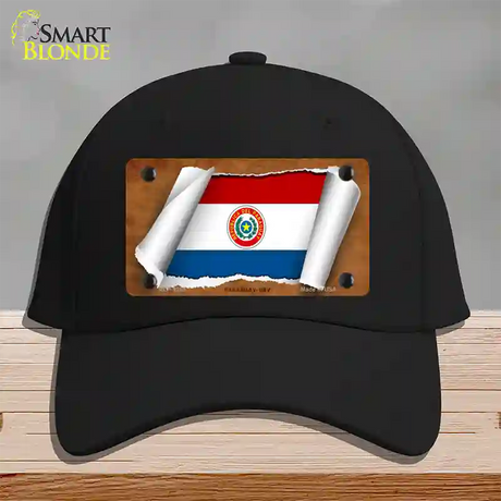 Paraguay-OBV Flag Scroll Novelty License Plate Hat Cotton / Black