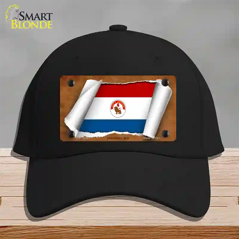 Paraguay-REV Flag Scroll Novelty License Plate Hat Cotton / Black