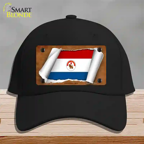 Paraguay-REV Flag Scroll Novelty License Plate Hat Cotton / Black