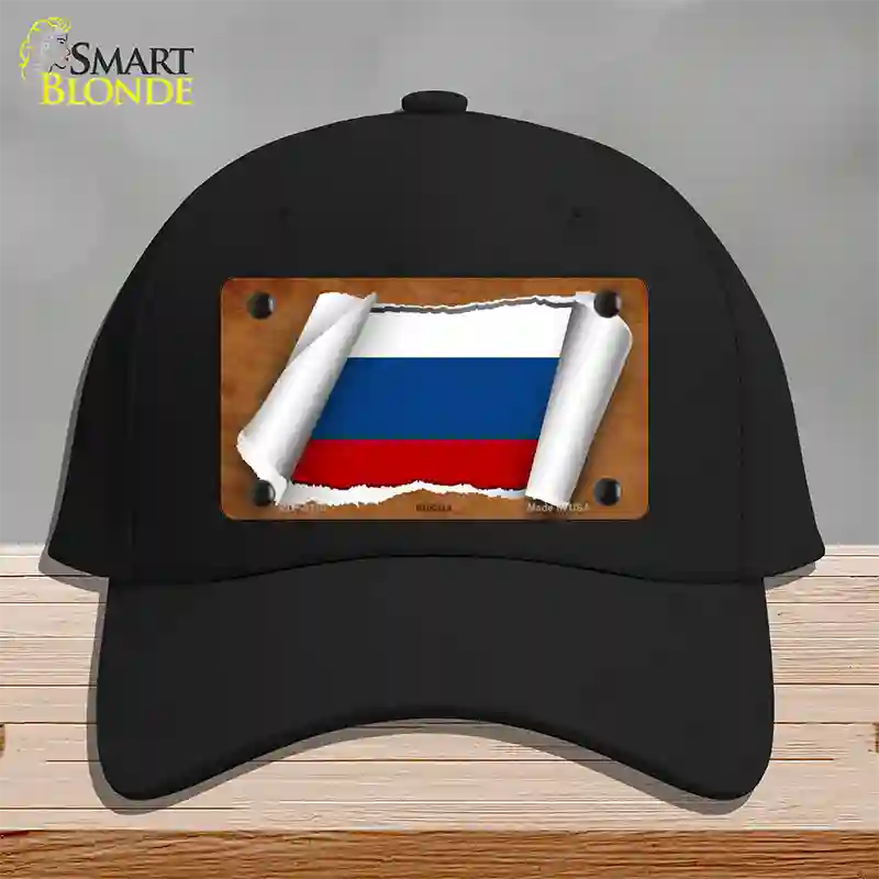 Russia Flag Scroll Novelty License Plate Hat Cotton / Black