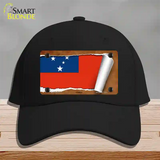 Samoa Flag Scroll Novelty License Plate Hat Cotton / Black