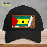 Sao Tome & Principe Flag Scroll Novelty License Plate Hat Cotton / Black