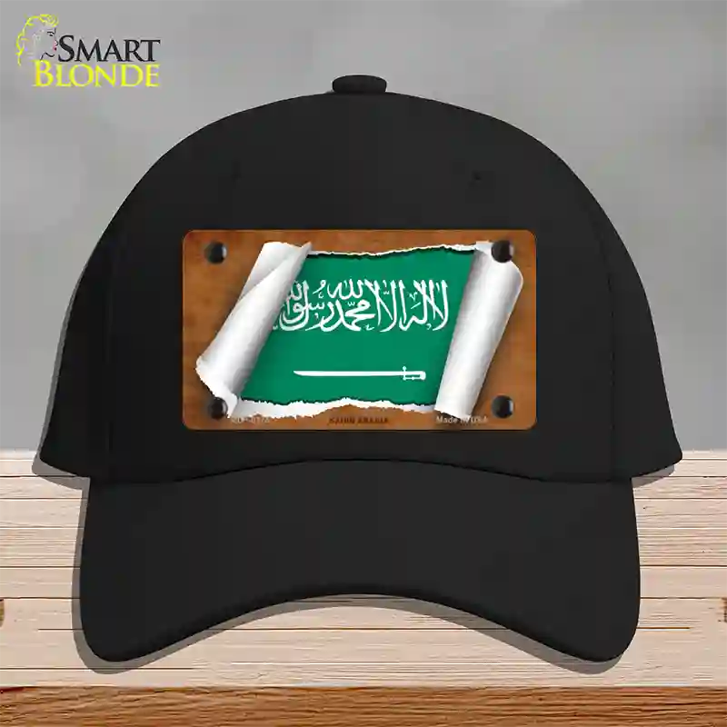 Saudi Arabia Flag Scroll Novelty License Plate Hat Cotton / Black