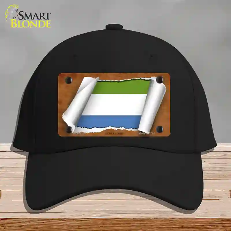 Sierra Leone Flag Scroll Novelty License Plate Hat Cotton / Black