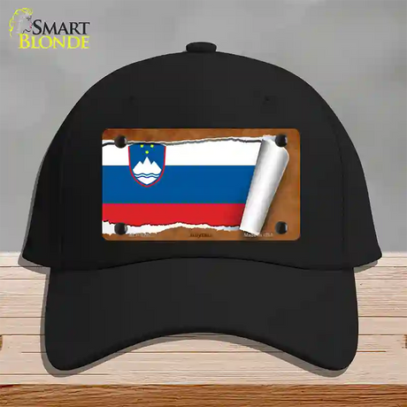 Slovenia Flag Scroll Novelty License Plate Hat Cotton / Black