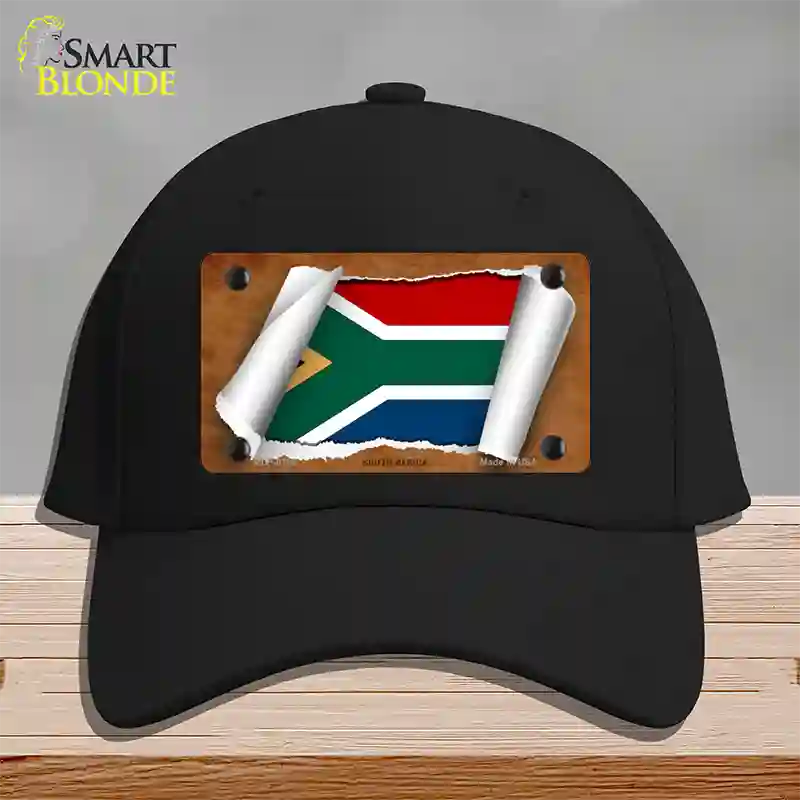 South Africa Flag Scroll Novelty License Plate Hat Cotton / Black