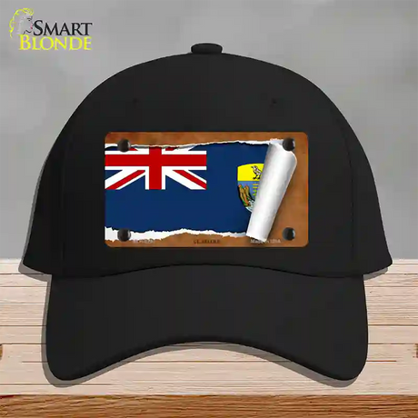 St Helena Flag Scroll Novelty License Plate Hat Cotton / Black