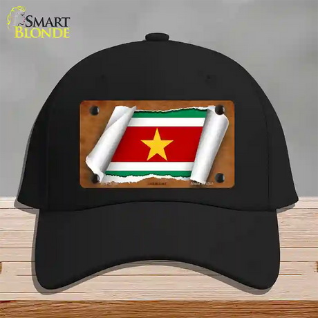 Suriname Flag Scroll Novelty License Plate Hat Cotton / Black