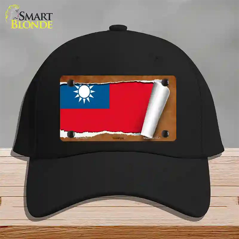 Taiwan Flag Scroll Novelty License Plate Hat Cotton / Black