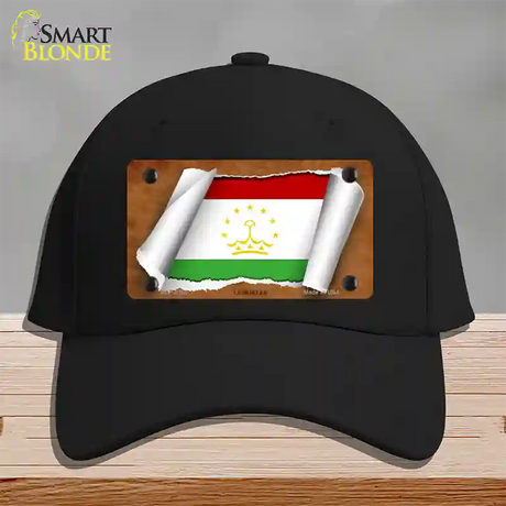 Tajikistan Flag Scroll Novelty License Plate Hat Cotton / Black