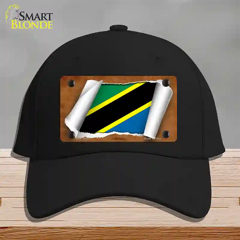 Tanzania Flag Scroll Novelty License Plate Hat Cotton / Black