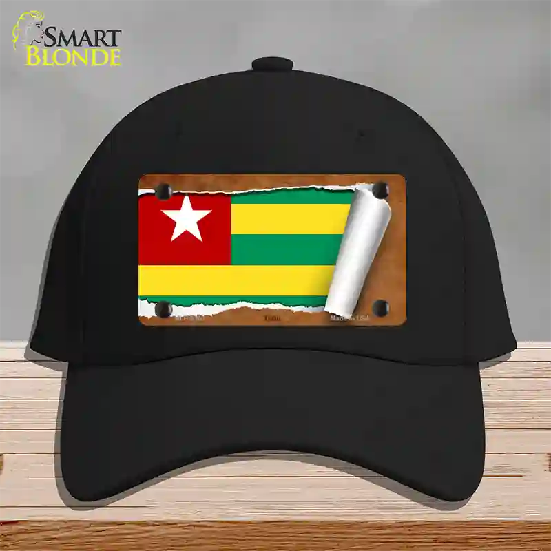 Togo Flag Scroll Novelty License Plate Hat Cotton / Black