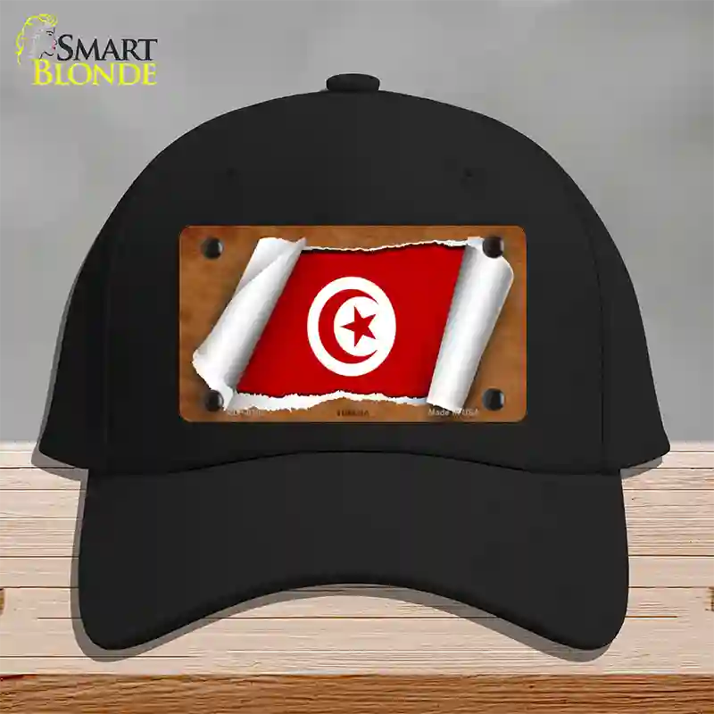 Tunisia Flag Scroll Novelty License Plate Hat Cotton / Black